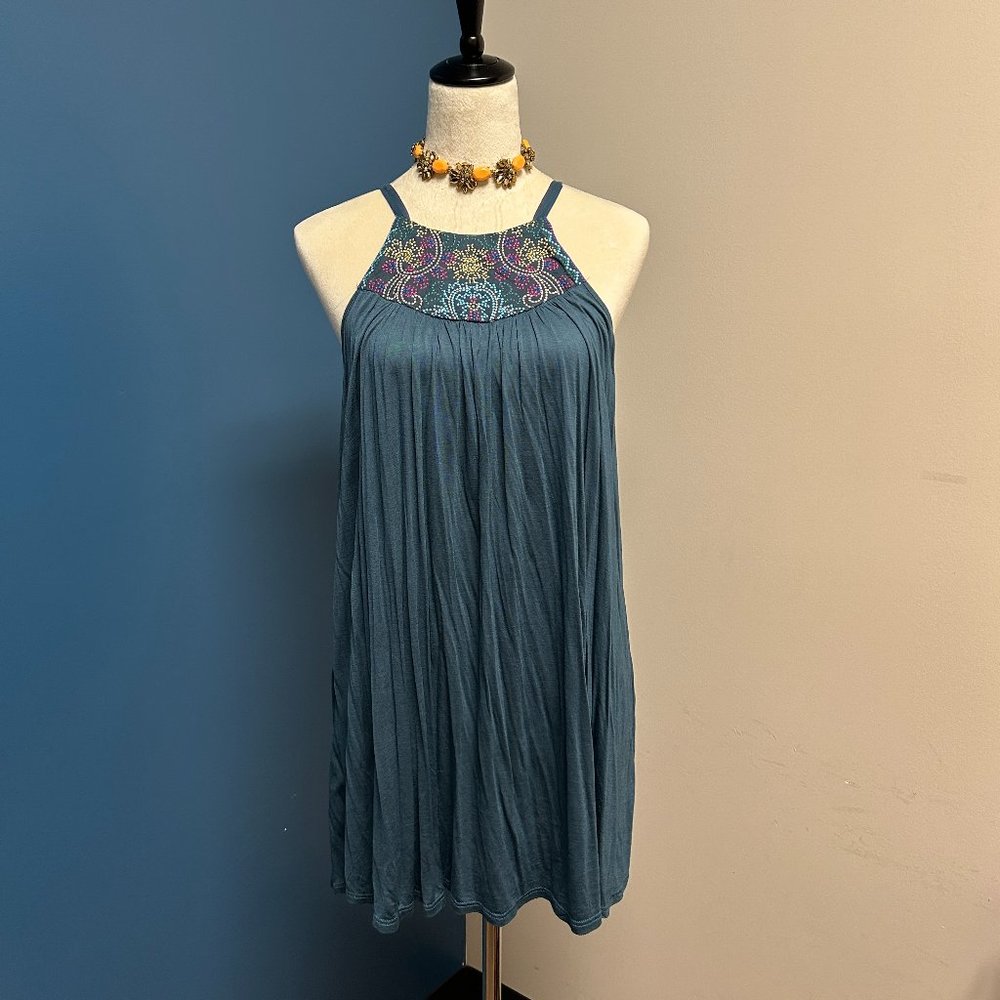 One September Anthropologie Blue Halter Tank Top